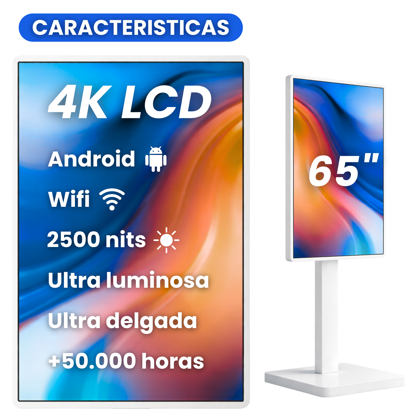 Pantalla publicitaria 65" EXTERIOR + Gestión y creación de contenido
