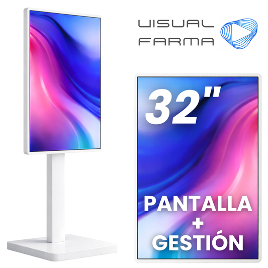 Pantalla publicitaria 32" INTERIOR + Gestión y creación de contenido