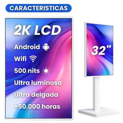 Pantalla publicitaria 32" INTERIOR + Gestión y creación de contenido