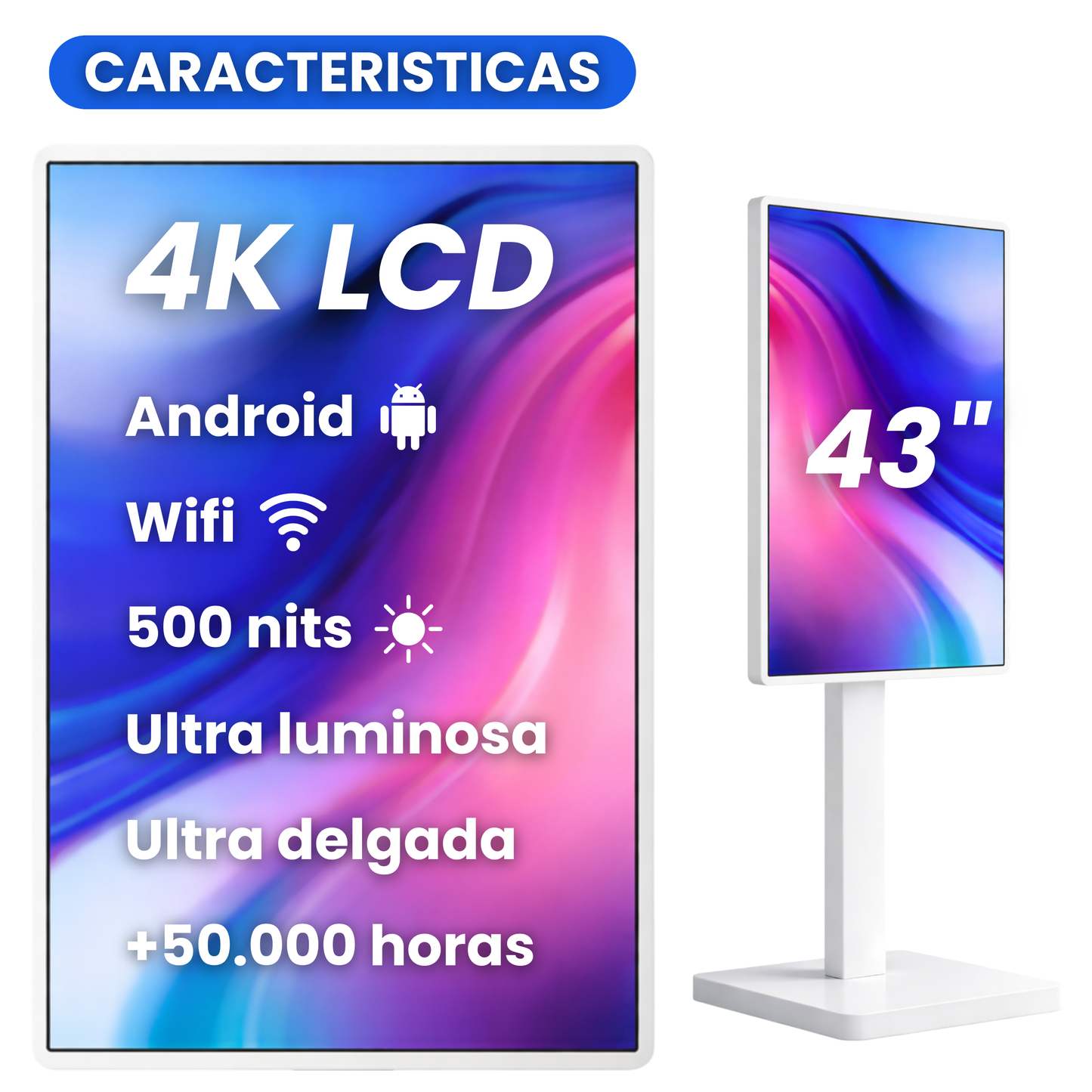 Pantalla publicitaria 43" INTERIOR + Gestión y creación de contenido