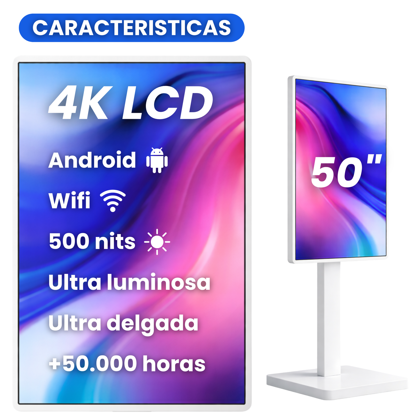Pantalla publicitaria 50" INTERIOR + Gestión y creación de contenido